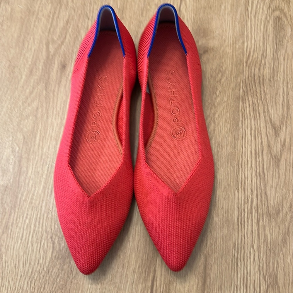 ROTHY'S 'THE POINT' FLATS WOMENS SIZE 8 SCARLET RED BALLET POINTED SHOES